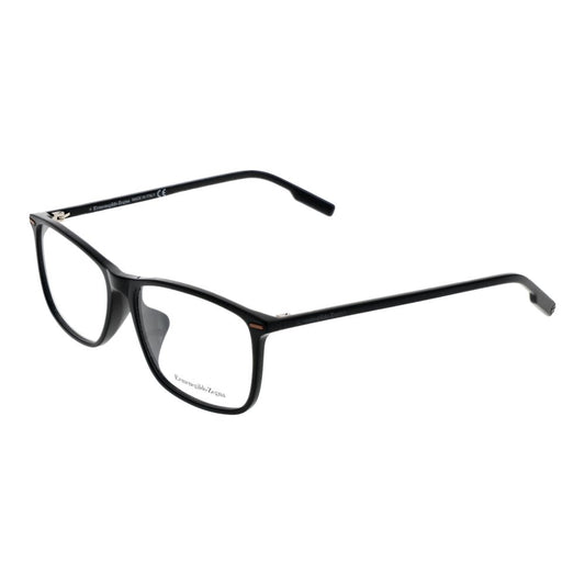 Eyeglasses Frames by Ermenegildo Zegna for men in acetate black features an refined silhouette, showcasing a sophisticated black coloured frame and refined full-frame frame design for a refined look.