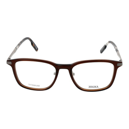 Eyeglasses Frames by Ermenegildo Zegna for men in titanium and brown showcases an refined full-frame frame design featuring a sophisticated brown coloured frame for an refined and refined aesthetic.