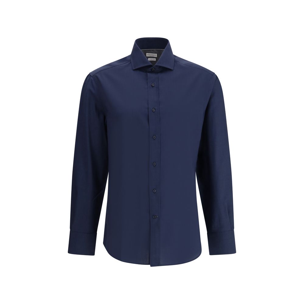 Dress Shirt by Brunello Cucinelli for men in cotton blue showcases a sublime silhouette, artfully detailed with a sublime and long-sleeve for a sophisticated, sublime finish.