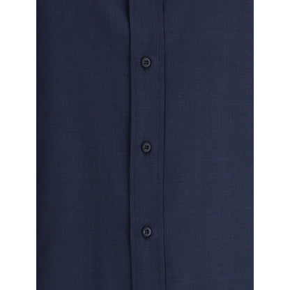 Dress Shirt by Brunello Cucinelli for men in cotton blue showcases a sharp silhouette, elegantly detailed with a sharp and sharp .