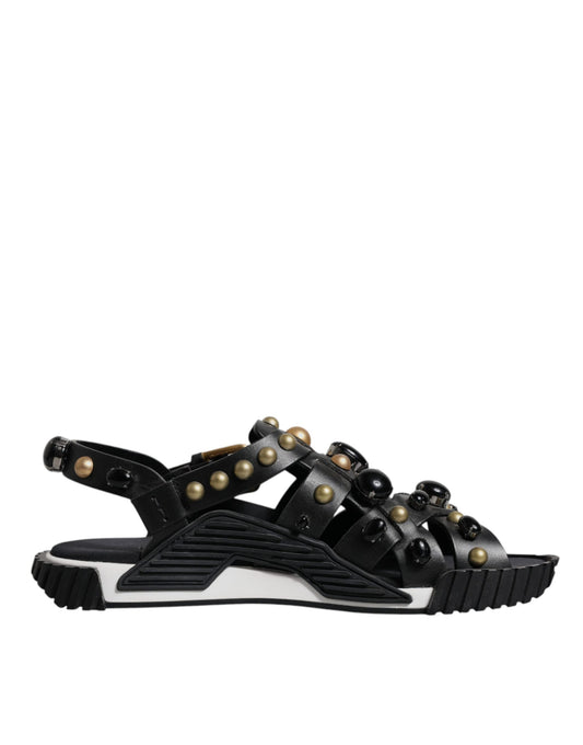 Dolce & Gabbana Men's Calfskin Leather Slider Sandals - Black