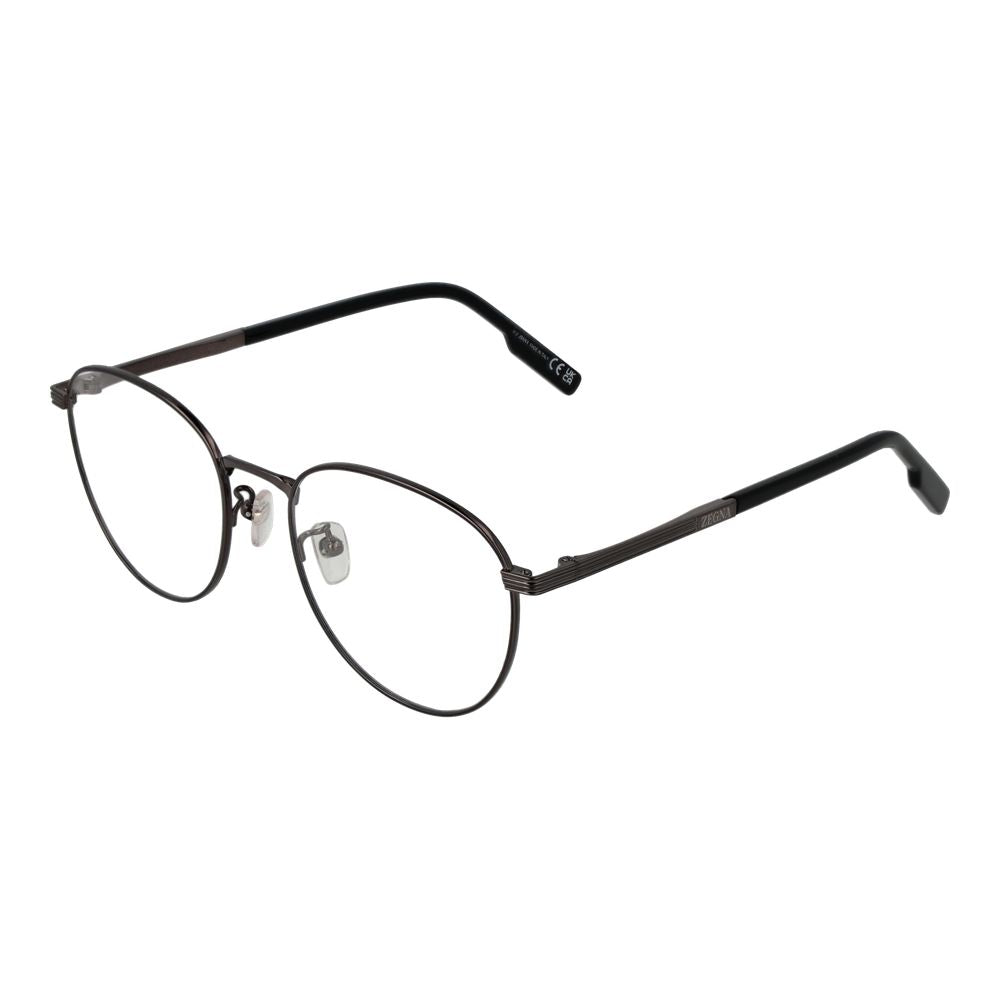 Eyeglasses Frames by Ermenegildo Zegna for men in titanium and gray showcases an refined full-frame frame design featuring a sophisticated gunmetal coloured frame for an refined and refined aesthetic.