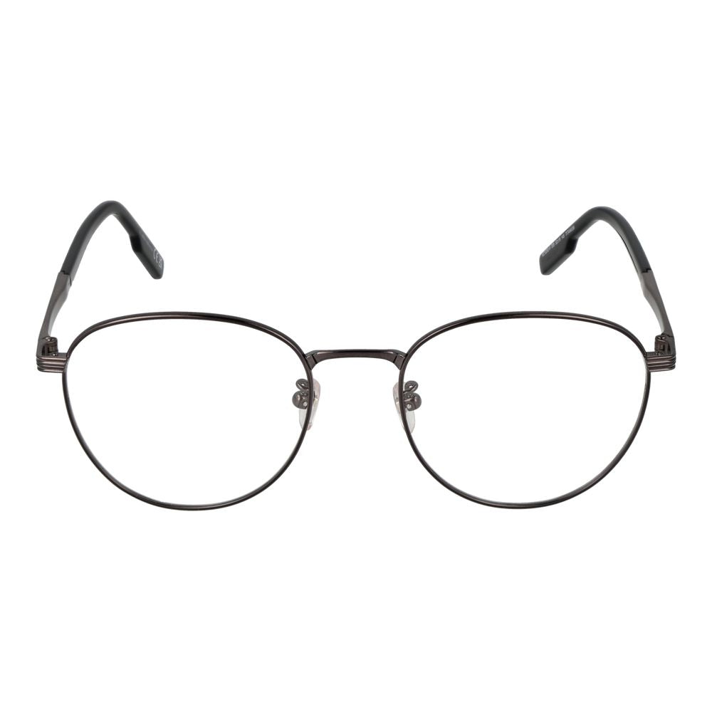 Eyeglasses Frames by Ermenegildo Zegna for men in titanium gray features an refined silhouette, showcasing a sophisticated gunmetal coloured frame and refined full-frame frame design for a refined look.