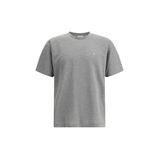 T-Shirt by Saint Laurent for men in cotton gray & patterned features a plush silhouette, showcasing a sophisticated crew neckline and for a truly plush finish.