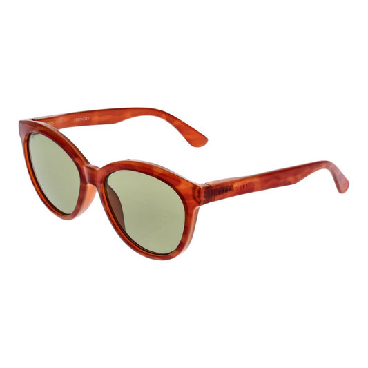 Sunglasses by Serengeti for unisex in plastic orange features an ethereal full-rim round frame design with orange coloured frame frames and photochromatic category-2-medium-tint lens for a ethereal finish.