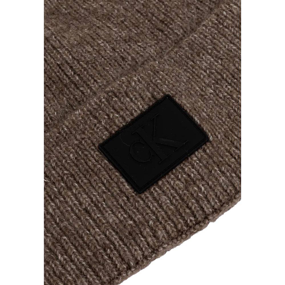 Hat by Calvin Klein Jeans for men in stretch polyester brown features a dapper refinement silhouette, showcasing the dapper refinement design of the Stretch Polyester Hat for a sophisticated, premium look.