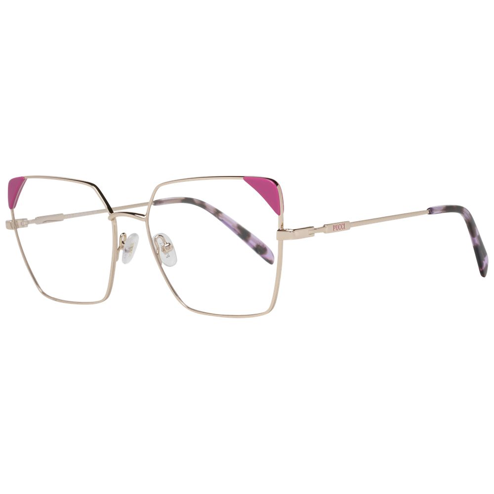 Eyeglasses Frames by Emilio Pucci for women in rose-gold features a refined silhouette, showcasing a refined rose-gold coloured frame and full-frame frame design for a sophisticated, premium look.