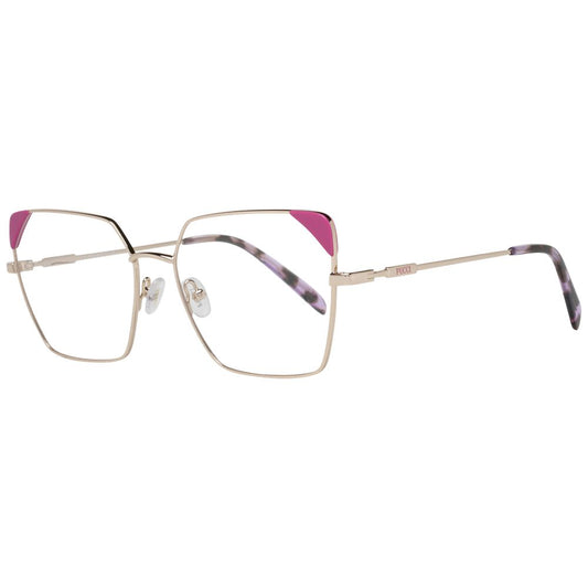 Eyeglasses Frames by Emilio Pucci for women in rose-gold features a refined silhouette, showcasing a refined rose-gold coloured frame and full-frame frame design for a sophisticated, premium look.