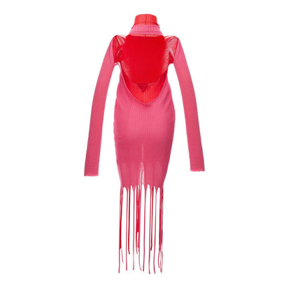 Dress by Bottega Veneta for women in cotton & silk pink features an eye catching silhouette with a sophisticated , elegant , and a refined for a eye catching aesthetic.