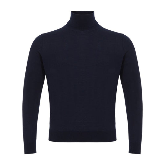 Sweater by Colombo for men in cashmere silk navy features an tactile silhouette, showcasing a sophisticated turtle neckline and tactile long-sleeve for a refined finish.