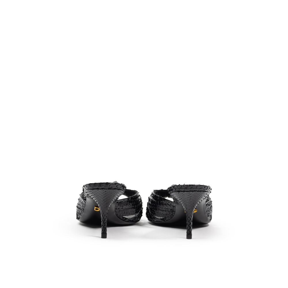 Sandals by Dolce & Gabbana for women in leather black presents a sculptural silhouette, showcasing the Women's Leather Sandals design with a sculptural and for a premium look.