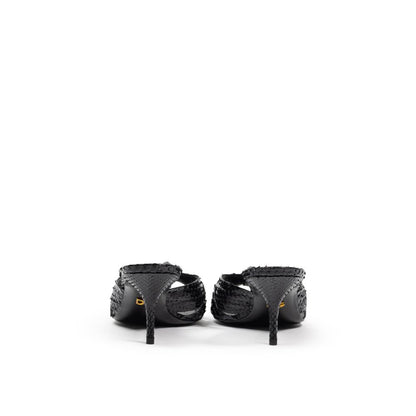Sandals by Dolce & Gabbana for women in leather black presents a sculptural silhouette, showcasing the Women's Leather Sandals design with a sculptural and for a premium look.