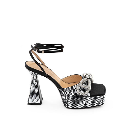 Platform Heels by MACH & MACH for women in leather black & red features an captivating silhouette, showcasing the elegant Aren Women's Leather Platform Heels design with a platform and a sophisticated .