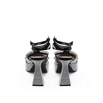 Platform Heels by MACH & MACH for women in leather black & red showcases a exquisite silhouette, perfectly accentuating Aren Women's Leather Platform Heels with a exquisite platform and exquisite .