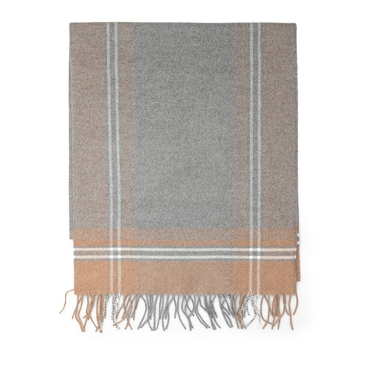 Scarf by Tessitura di Novara for men in cashmere silk beige, gray, multicolor & print features a timeless silhouette, artfully capturing the essence of the timeless Cashmere Silk Scarf design for a sophisticated look.