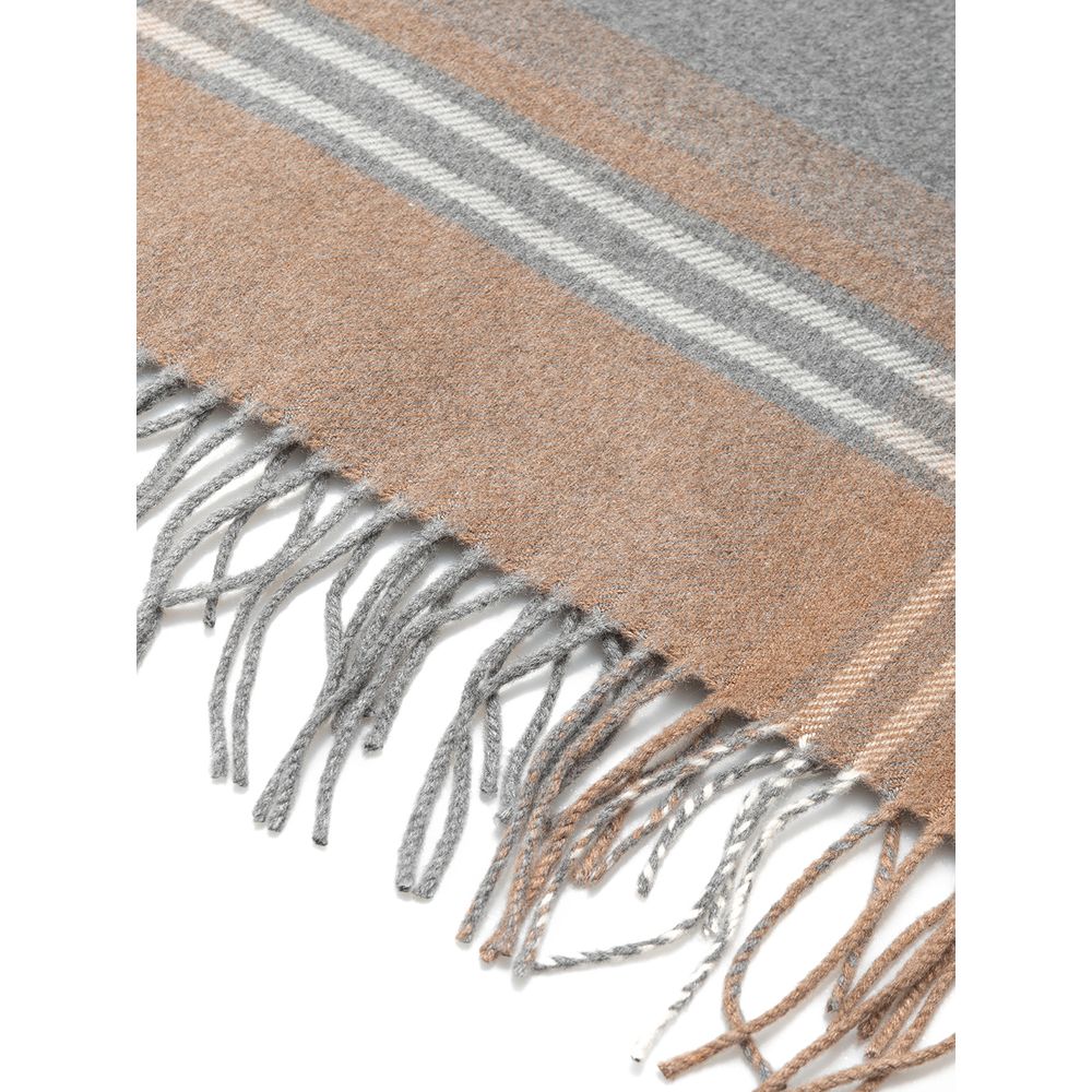 Scarf by Tessitura di Novara for men in cashmere silk beige, gray, multicolor & print showcases a warm silhouette from the Cashmere Silk Scarf collection, offering a warm drape that exudes sophisticated luxury.