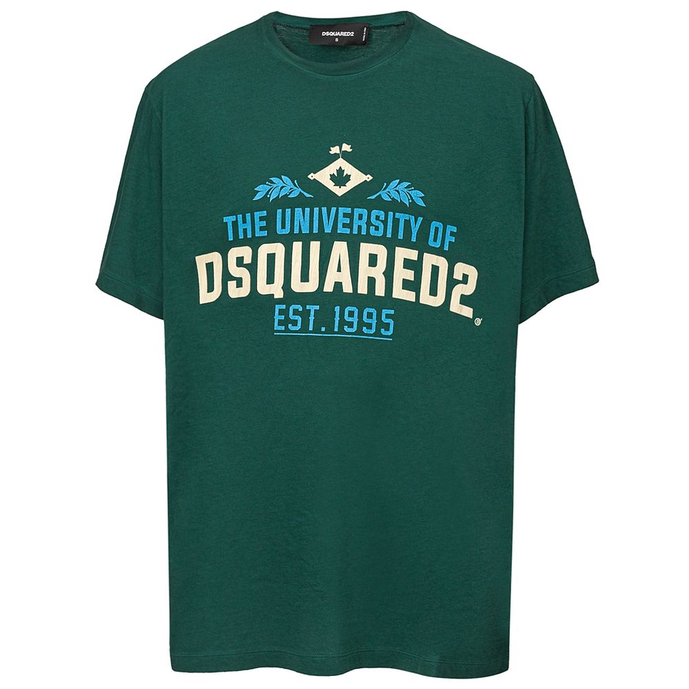 T-Shirt by Dsquared² for men in cotton green showcases a chic silhouette, artfully detailed with a chic and for a chic finish.
