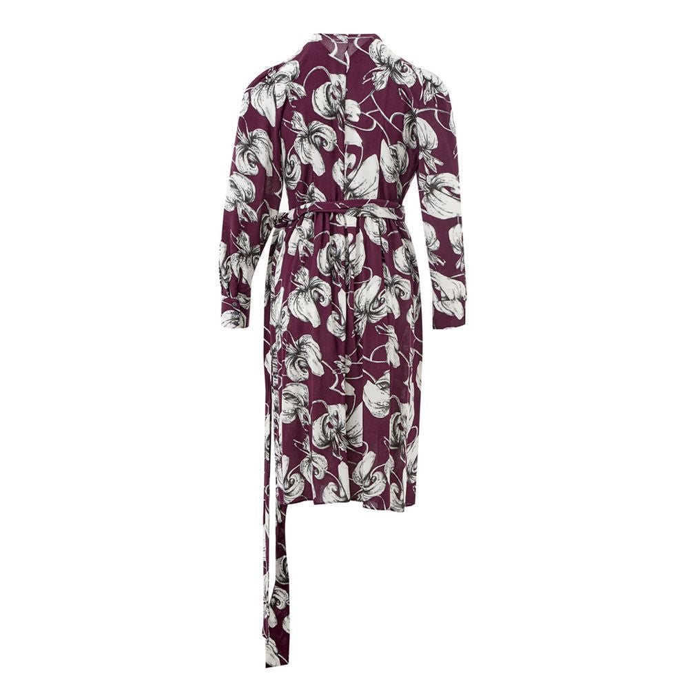 Dress by Lardini for women in viscose purple features an cute silhouette, detailed with a and wrap neckline that elegantly flows into a cute .