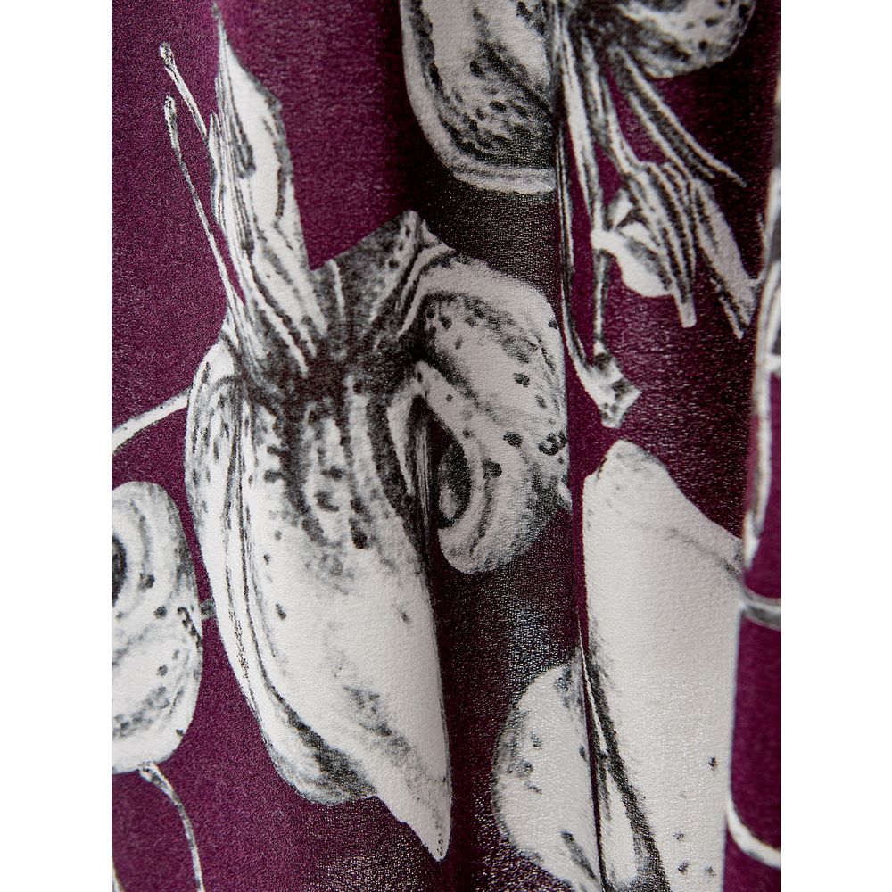 Dress by Lardini for women in viscose purple presents a sinuous silhouette, showcasing a sophisticated wrap neckline and detailed with a sinuous for a refined finish.