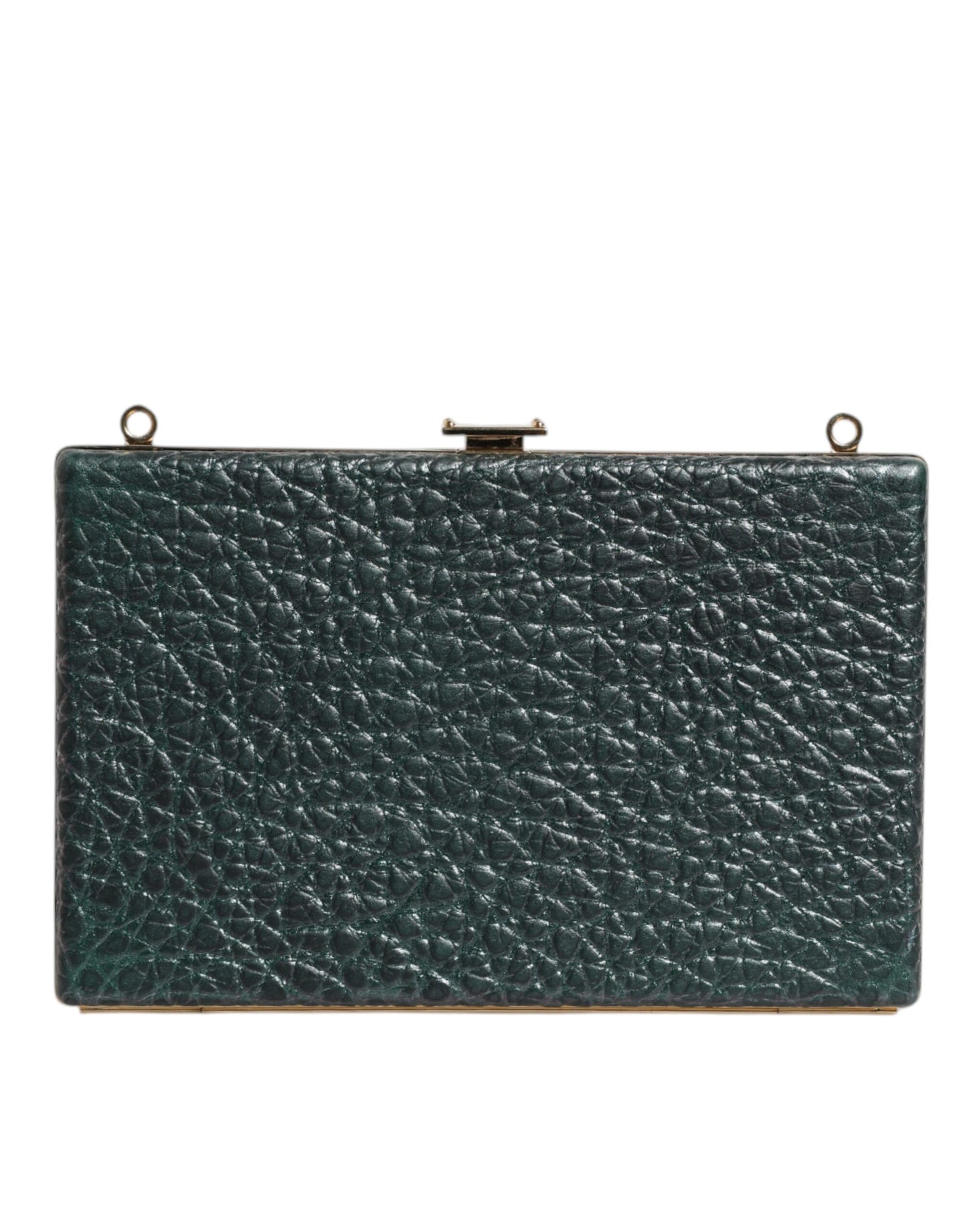 Evening Crossbody Clutch Handbag by Dolce & Gabbana for women in leather & brass black & gold showcases a sculptural silhouette, featuring a secure , ample cardholder, and versatile crossbody-strap for a sculptural aesthetic.