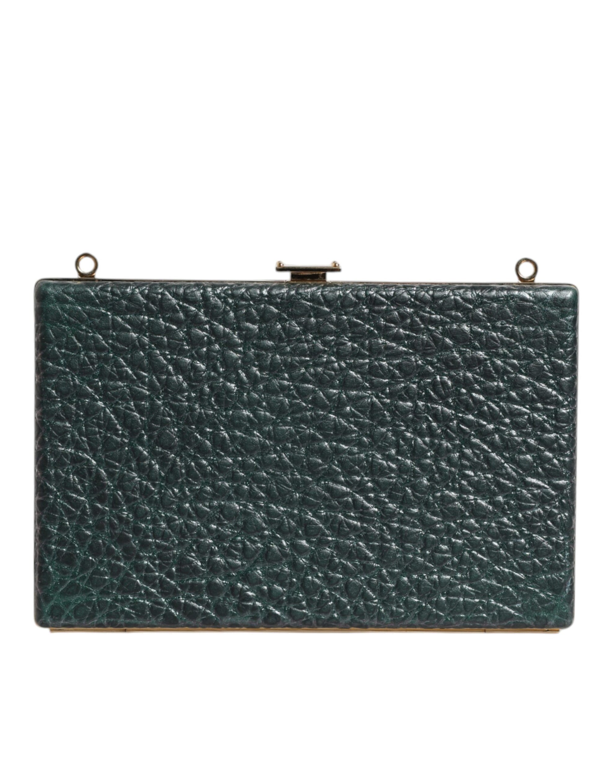 Evening Crossbody Clutch Handbag by Dolce & Gabbana for women in leather & brass black & gold showcases a sculptural silhouette, featuring a secure , ample cardholder, and versatile crossbody-strap for a sculptural aesthetic.