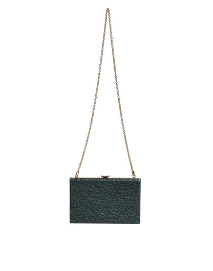 Evening Crossbody Clutch Handbag by Dolce & Gabbana for women in leather & brass black & gold features a sculptural silhouette with a secure , organized cardholder, and versatile crossbody-strap for a sculptural finish.