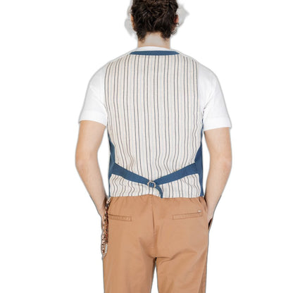 Vest by Gianni Lupo for men in cotton blue features an contemporary silhouette, showcasing refined and a contemporary for a sophisticated layered look.