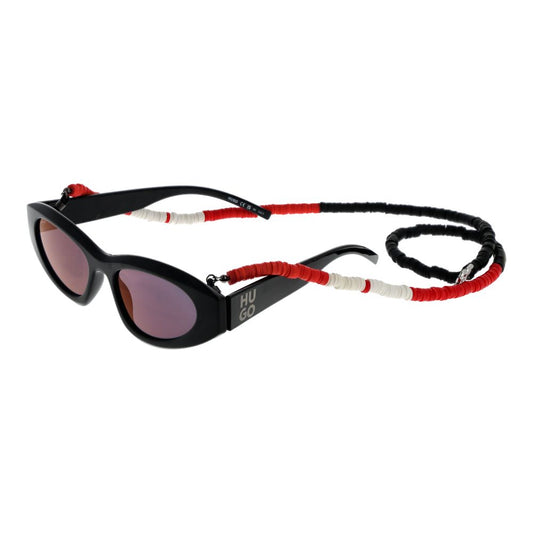 Sunglasses by Hugo Boss for unisex in polyamide black features an lustrous full-rim cat-eye frame design with black coloured frame detailing and mirrored category-3-dark-tint lens for a lustrous aesthetic.