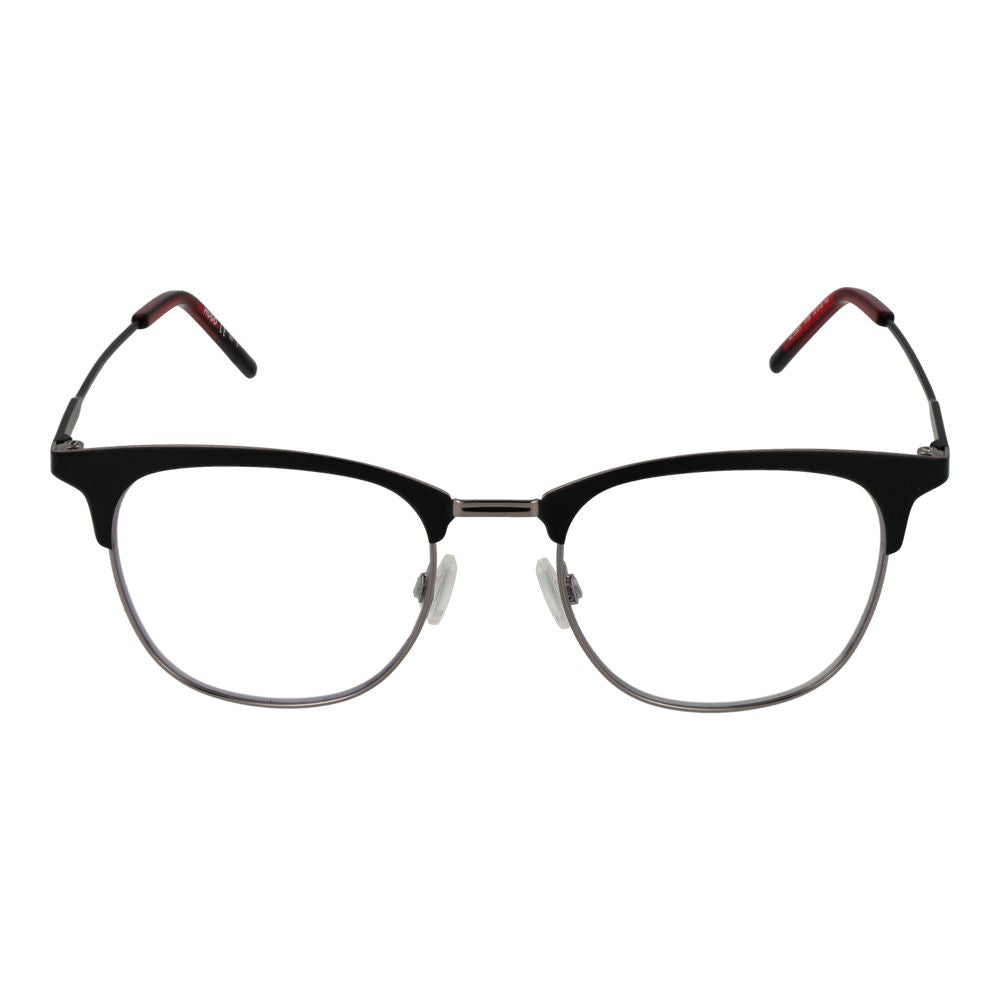 Eyeglasses Frames by Hugo Boss for men in stainless steel black features an refined silhouette, showcasing the refined black coloured frame and sophisticated full-frame frame design.