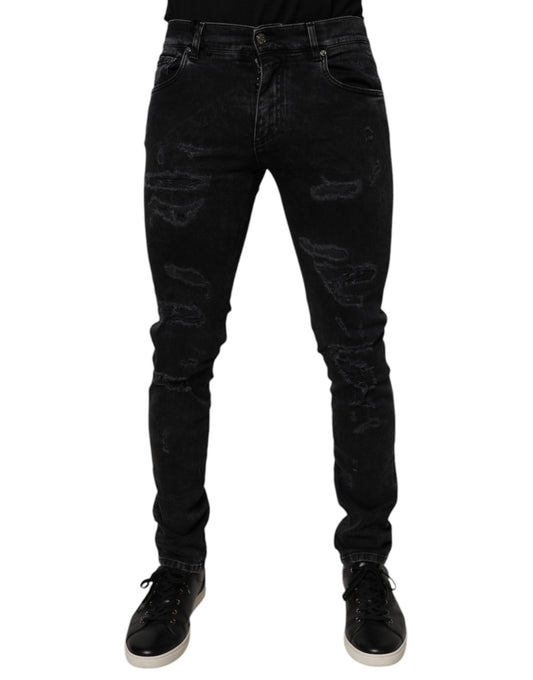 Dolce & Gabbana 9 To 5 Men's Skinny Regular Fit Stretch Denim Cotton Jeans - Black