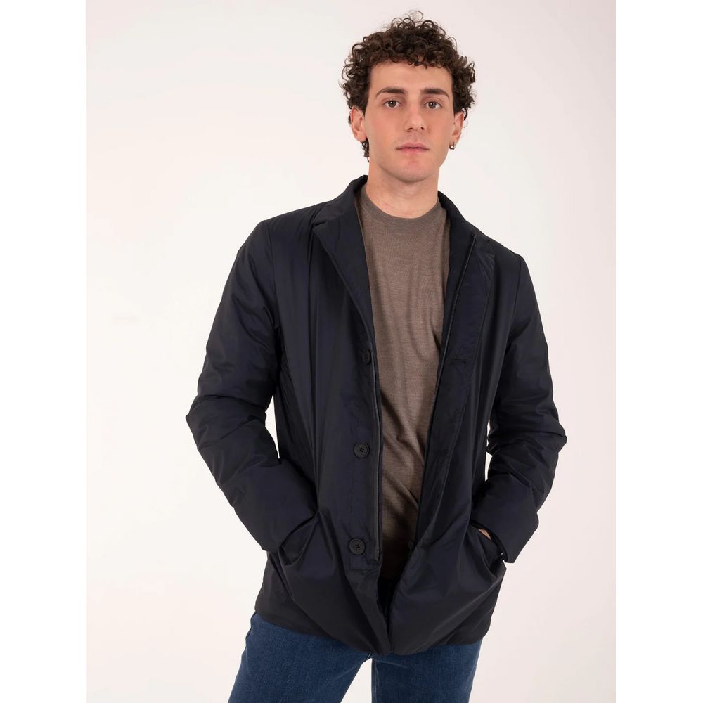 Jacket by People Of Shibuya for men in polyester blue features an utilitarian silhouette with a refined , showcasing sophisticated thermal & pockets for an utilitarian aesthetic.
