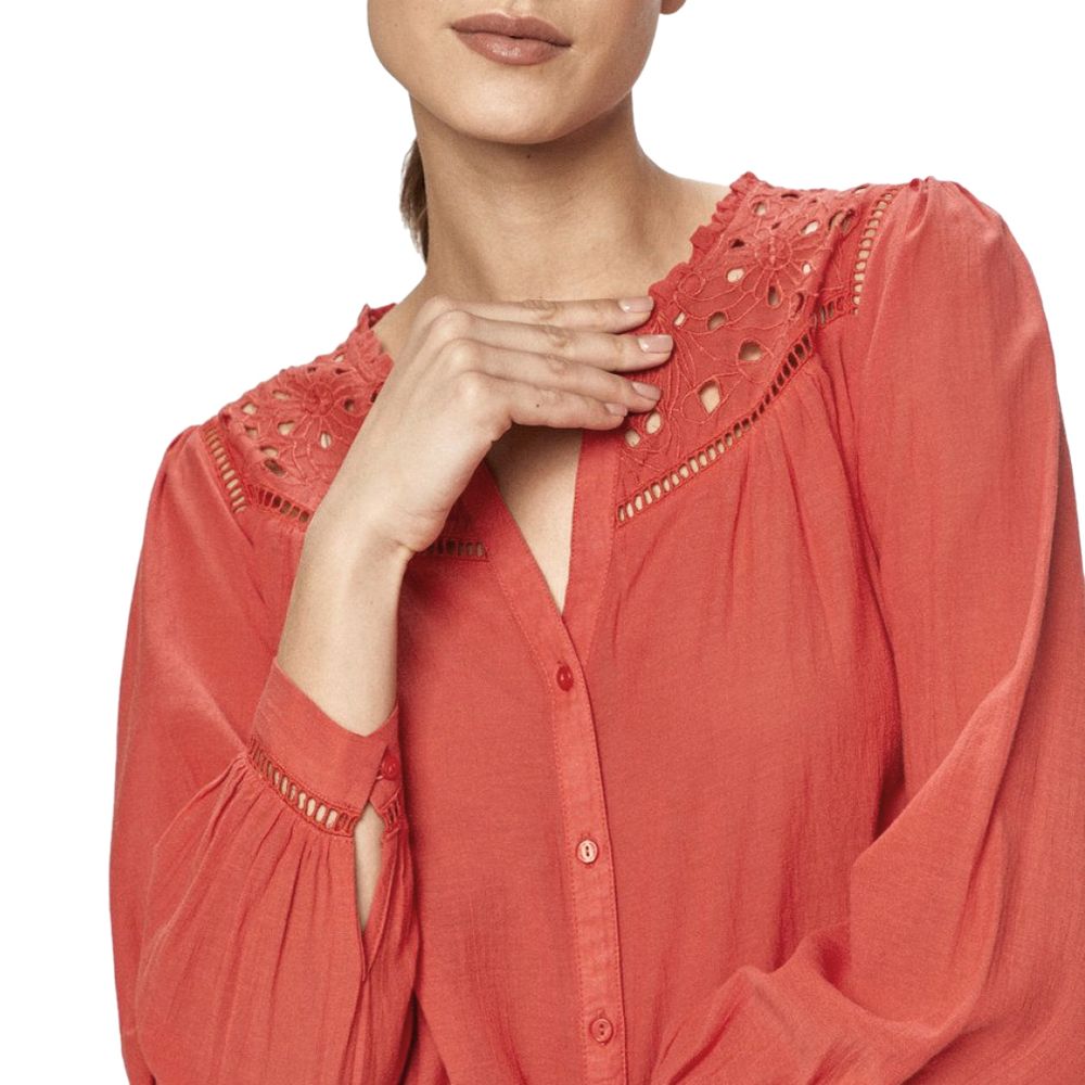 Shirt by Pepe Jeans for women in viscose cotton red & patterned features an polished silhouette, showcasing a sophisticated and detail for a truly polished finish.