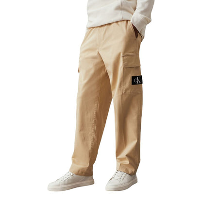 Cargo Pants by Calvin Klein for men in stretch cotton beige & patterned features an smart casual and long, expertly tailored with a and smart casual utilitarian details for a sophisticated look.