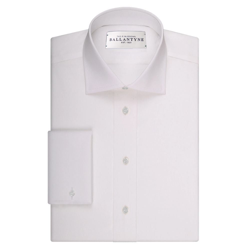 Shirt by Ballantyne for men in cotton white showcases a sleek silhouette, elegantly detailed with a sleek spread-collar neckline and for a sleek finish.