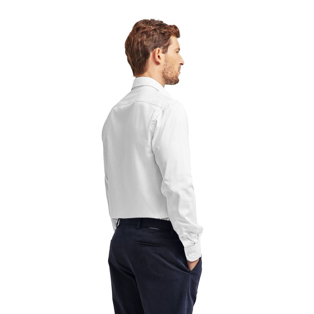 Shirt by Ballantyne for men in cotton white showcases a sharp silhouette, elegantly detailed with a sharp and sharp .