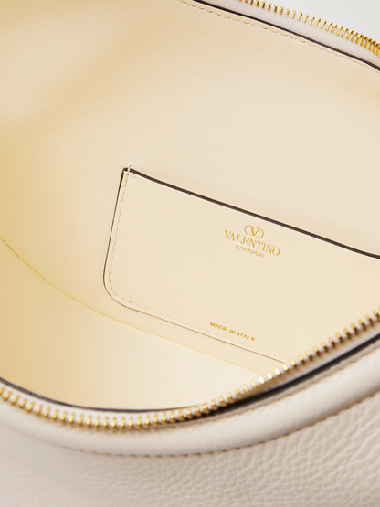 Small 2-in-1 Shoulder & Crossbody Hobo Convertible Handbag by Valentino Garavani for women in calfskin leather black, ivory & signature features an exquisite silhouette, showcasing a secure , ample , and exquisite crossbody-strap & shoulder-strap for a sophisticated finish.