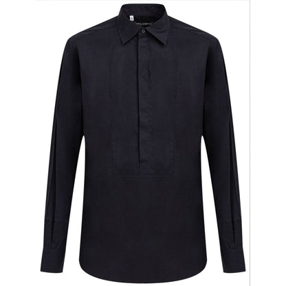 Shirt by Dolce & Gabbana for men in cotton navy features an polished silhouette, showcasing a sophisticated and long-sleeve detail for a truly polished finish.