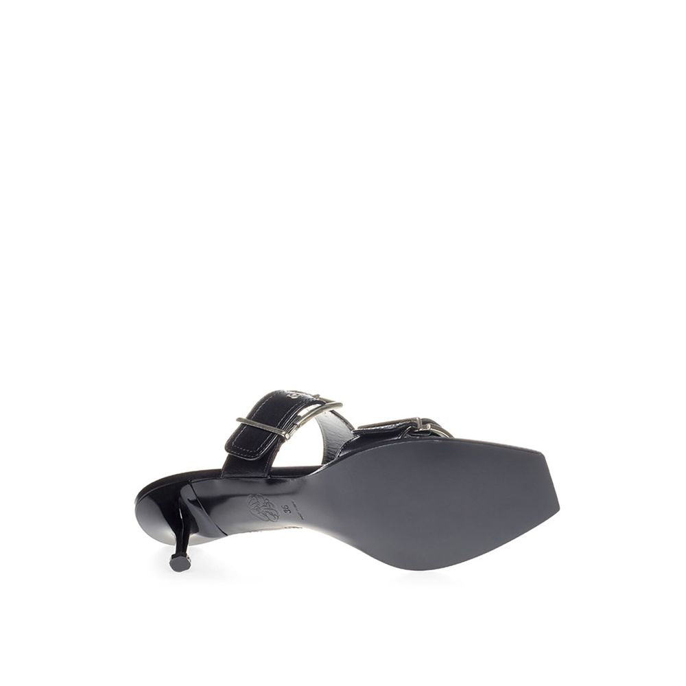 Sandals by Alexander McQueen for women in leather black features an statuesque Women's Leather Sandals silhouette with a refined and elegant .