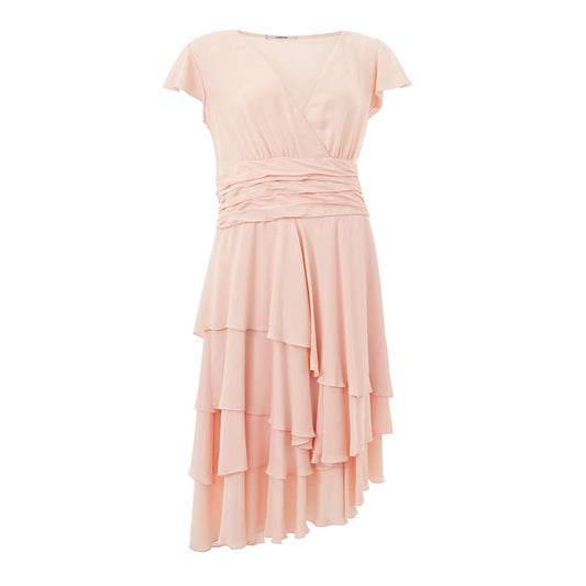 Dress by Lardini for women in acetate pink features an eye catching silhouette with a sophisticated boat neckline, elegant cap-sleeve, and a refined for a eye catching aesthetic.