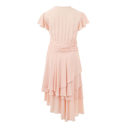 Dress by Lardini for women in acetate pink features an cute silhouette, detailed with a and boat neckline that elegantly flows into a cute .