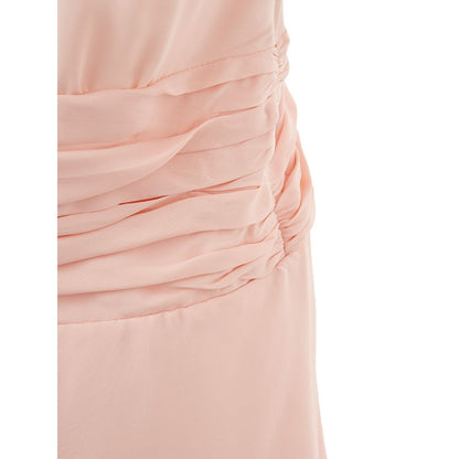 Dress by Lardini for women in acetate pink showcases a striking silhouette, elegantly detailed with a , refined boat neckline, and a striking for a striking finish.