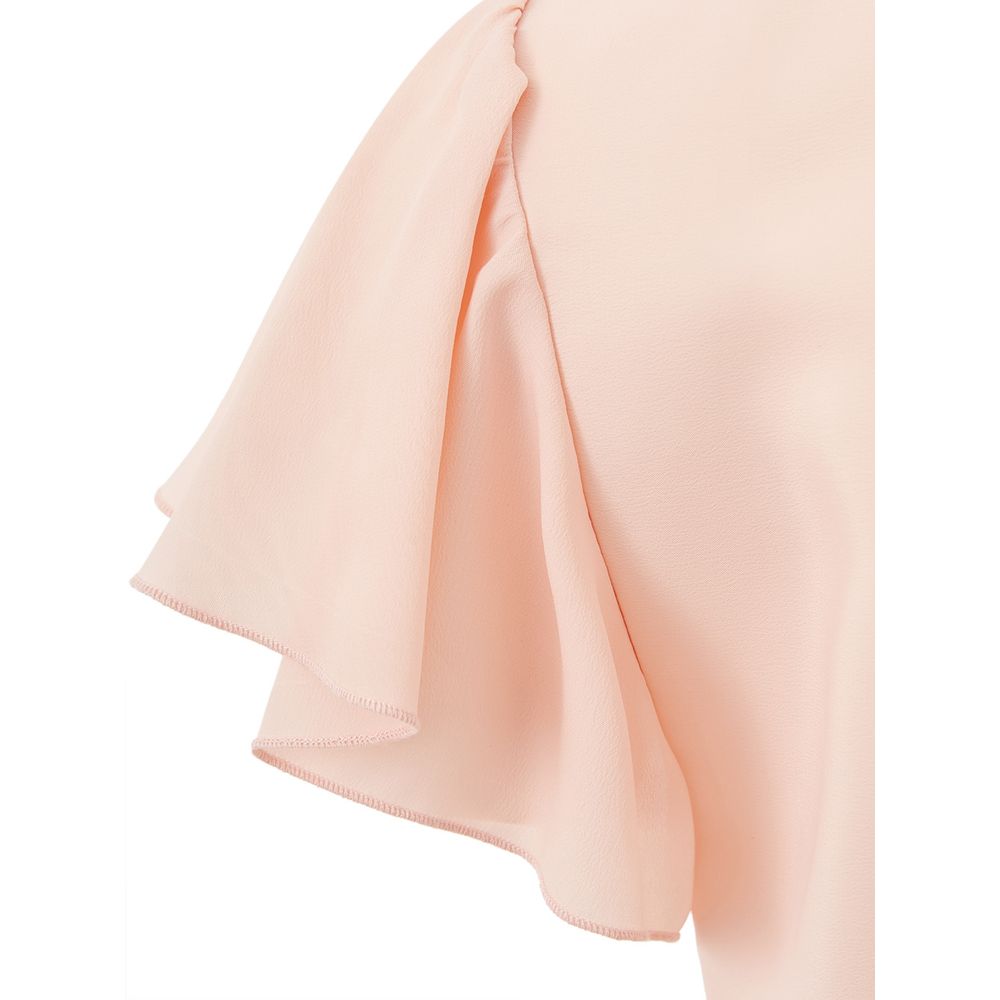 Dress by Lardini for women in acetate pink features a dramatic silhouette, showcasing an elegant boat neckline and that flows into a dramatic .