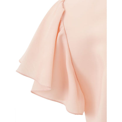 Dress by Lardini for women in acetate pink features a dramatic silhouette, showcasing an elegant boat neckline and that flows into a dramatic .
