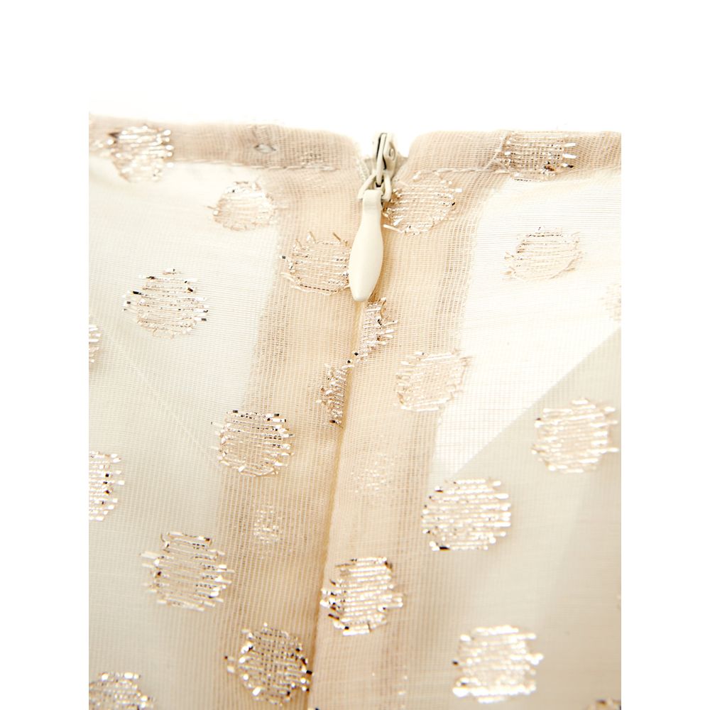 Dress by Lardini for women in cotton beige features a dramatic silhouette, showcasing an elegant and that flows into a dramatic .