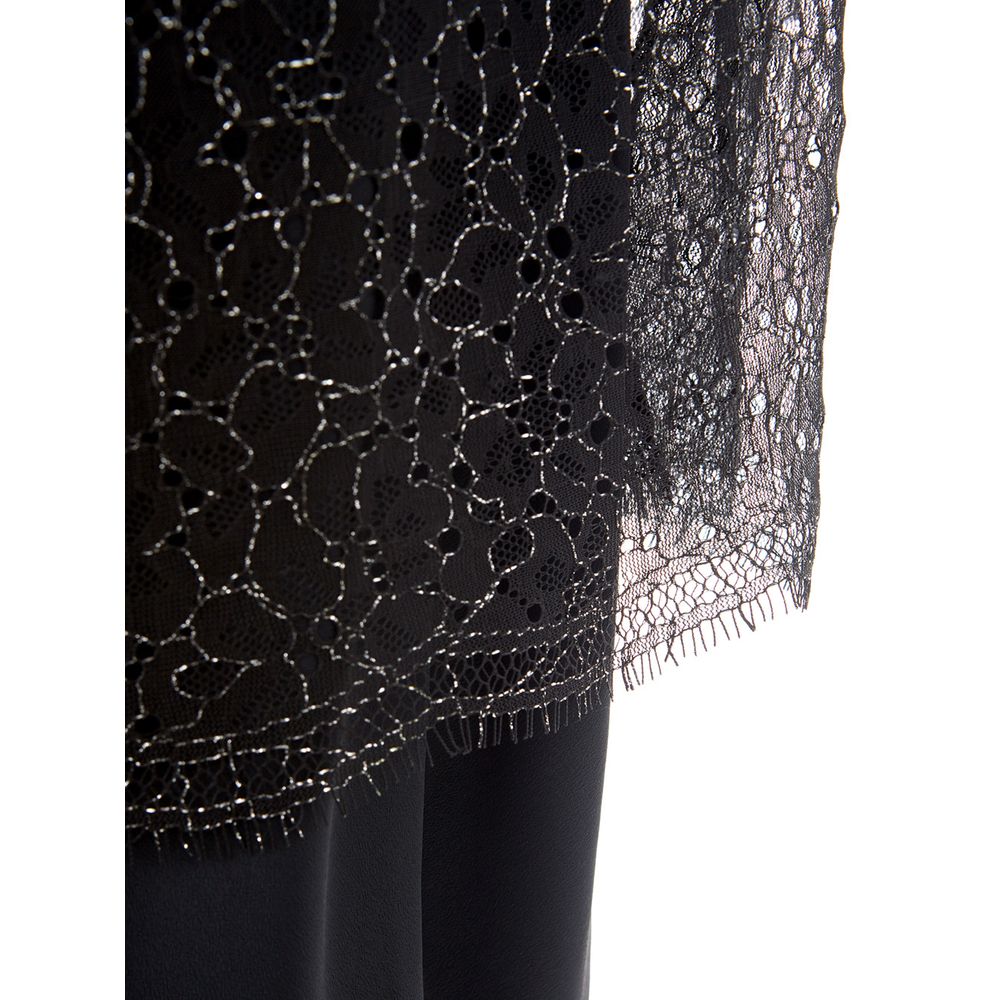 Dress by Lardini for women in nylon chiffon black features an eye catching silhouette with a sophisticated round neckline, elegant , and a refined maxi for a eye catching aesthetic.