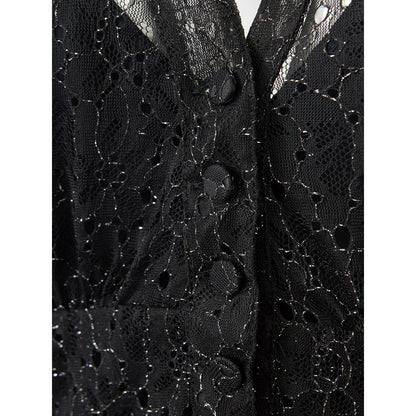 Dress by Lardini for women in nylon chiffon black features an sultry silhouette defined by a round neckline and , falling to an sultry maxi for a sultry look.