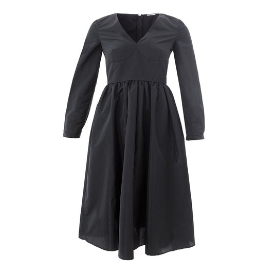 Dress by Lardini for women in polyester black features an eye catching silhouette with a sophisticated v-neck neckline, elegant long-sleeve, and a refined for a eye catching aesthetic.