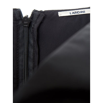 Dress by Lardini for women in polyester black features an cute silhouette, detailed with a and v-neck neckline that elegantly flows into a cute .