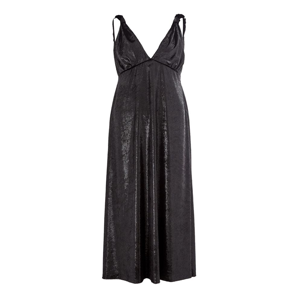 Dress by Lardini for women in polyester black presents a sinuous silhouette, showcasing a sophisticated and detailed with a sinuous maxi for a refined finish.