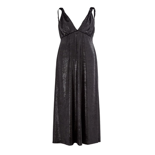 Dress by Lardini for women in polyester black presents a sinuous silhouette, showcasing a sophisticated and detailed with a sinuous maxi for a refined finish.